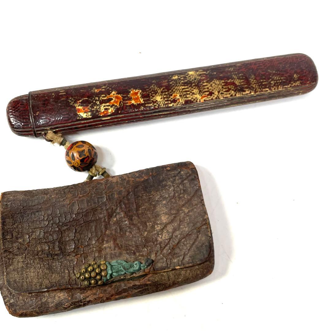 キセル煙管 喫煙具 煙草 革製 希少アンティーク パイプ レトロ コレク