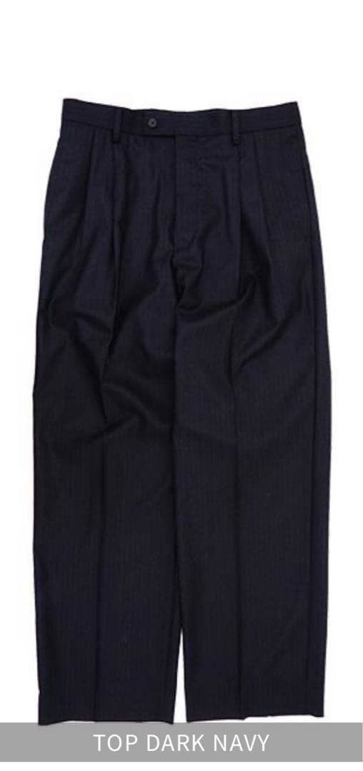 【AURALEE】WOOLFULLINGFLANNEL STRIPESLACKS Auralee Wool Fulling Flannel Stripe Slacks in Dark Navy Curated at