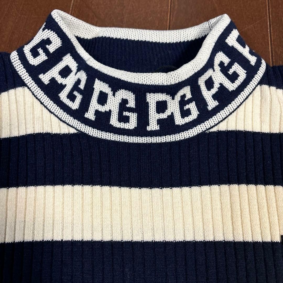 パーリーゲイツ ウールカシミヤ ボーダー柄ハイネックサイズ5-買うなら