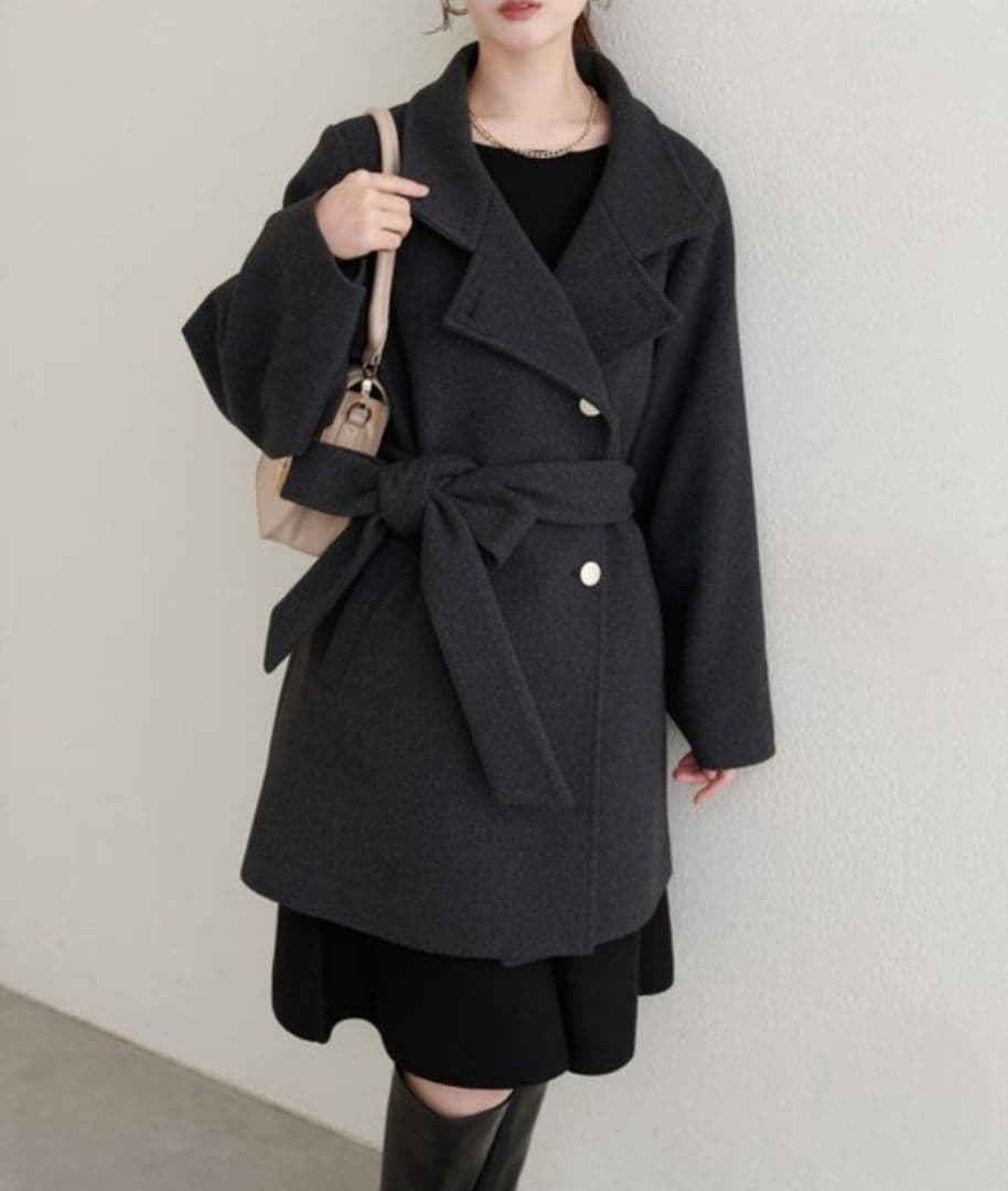 natural coutureスタンドカラーミドル丈コート【新品】 natural couture コート アウター 「ako」スタンドカラーミドル丈