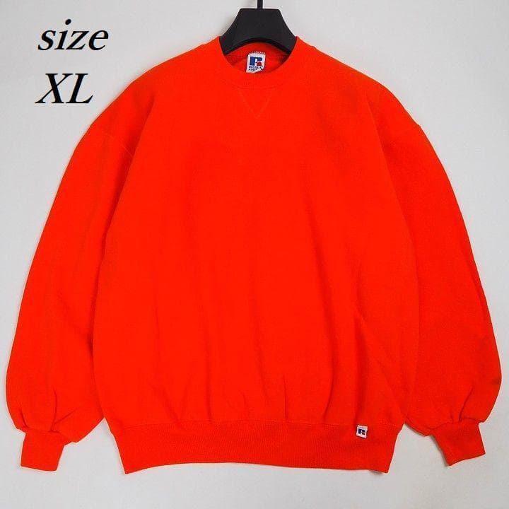 USA製】90s ラッセル 無地スウェット オレンジ XL ビッグサイズ - メルカリ