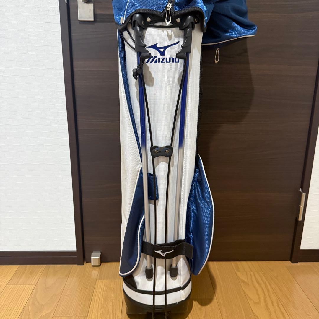 Mizuno スタンド式 キャディバッグ ゴルフバッグ 青/白 Mizuno