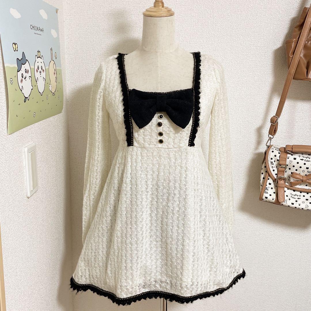 CECILMcBEE TRALALA系 ミニ丈 リボン ワンピース 姫カジ CECILMcBEE TRALALA系 ミニ丈 リボン ワンピース 姫カジ