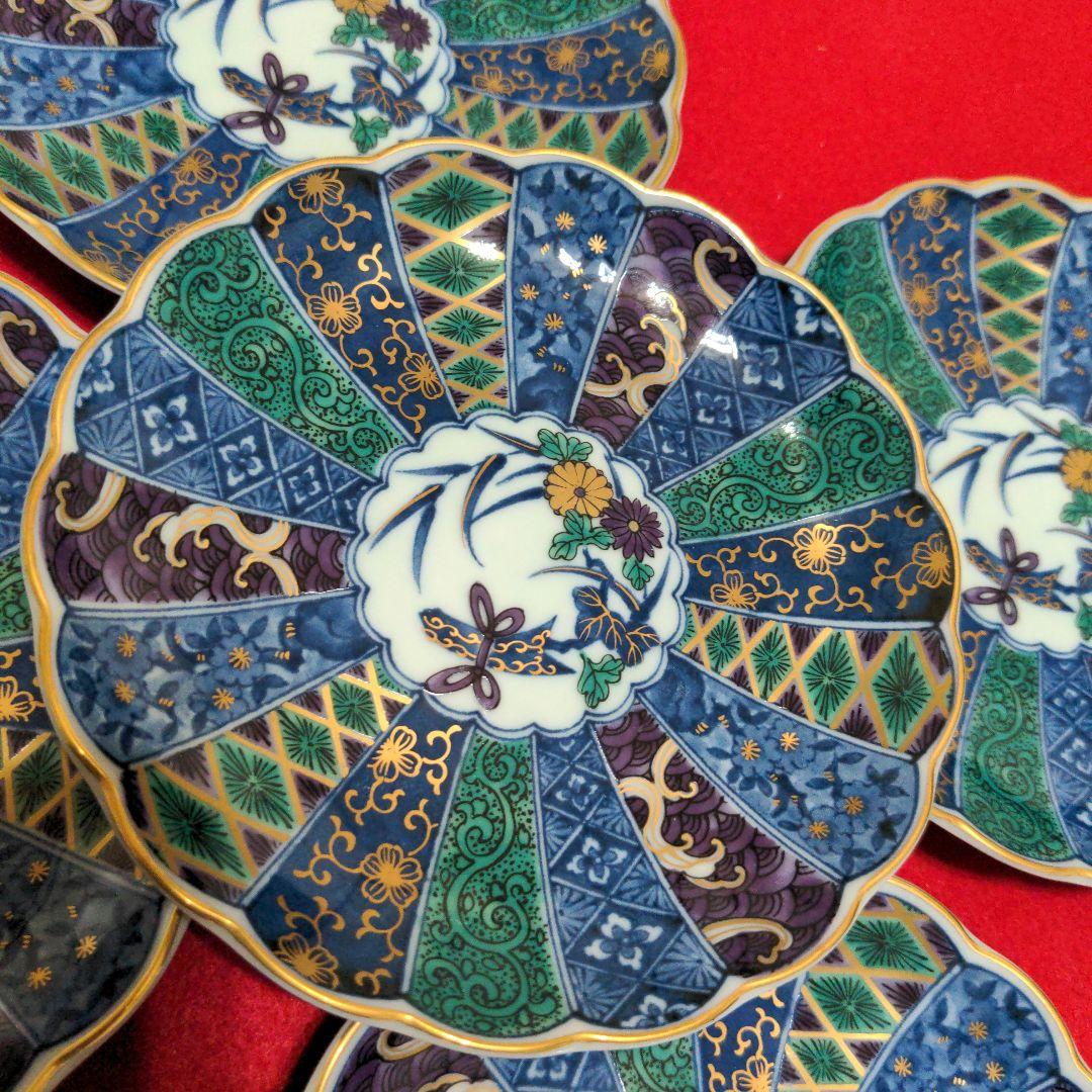 美濃焼 翔山窯 金彩錦絵 菊割 和皿 5枚 - メルカリ