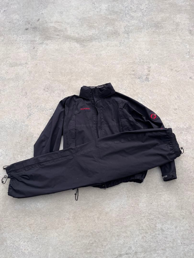 MAMMUT 上下セット 黒 MAMMUT (マムート) クライメイトレインスーツ メンズ SIZE XL ブラック