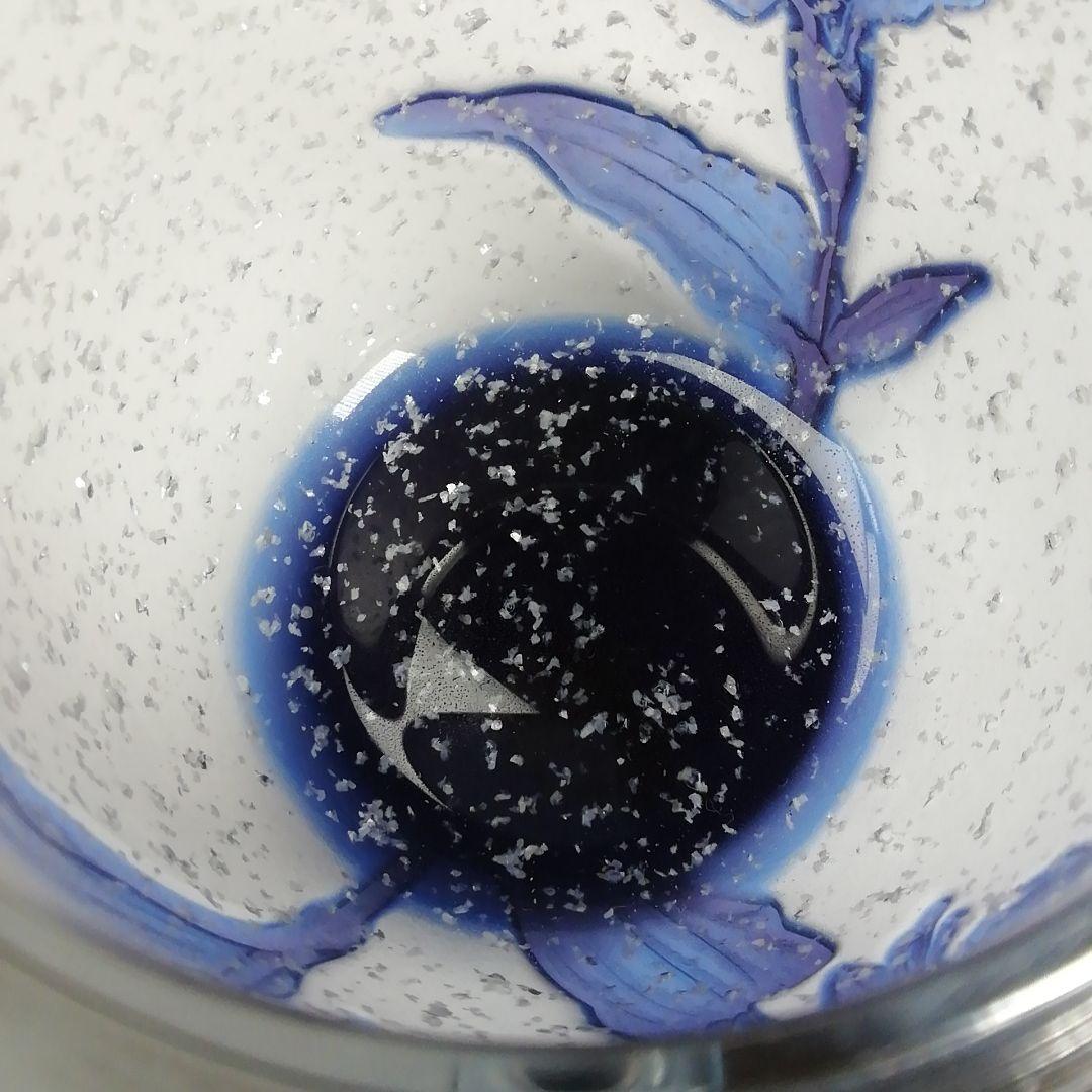 W43 棗 『砂彫硝子 つゆ草』『茶器』『松本正雄 作』 共箱 茶道具