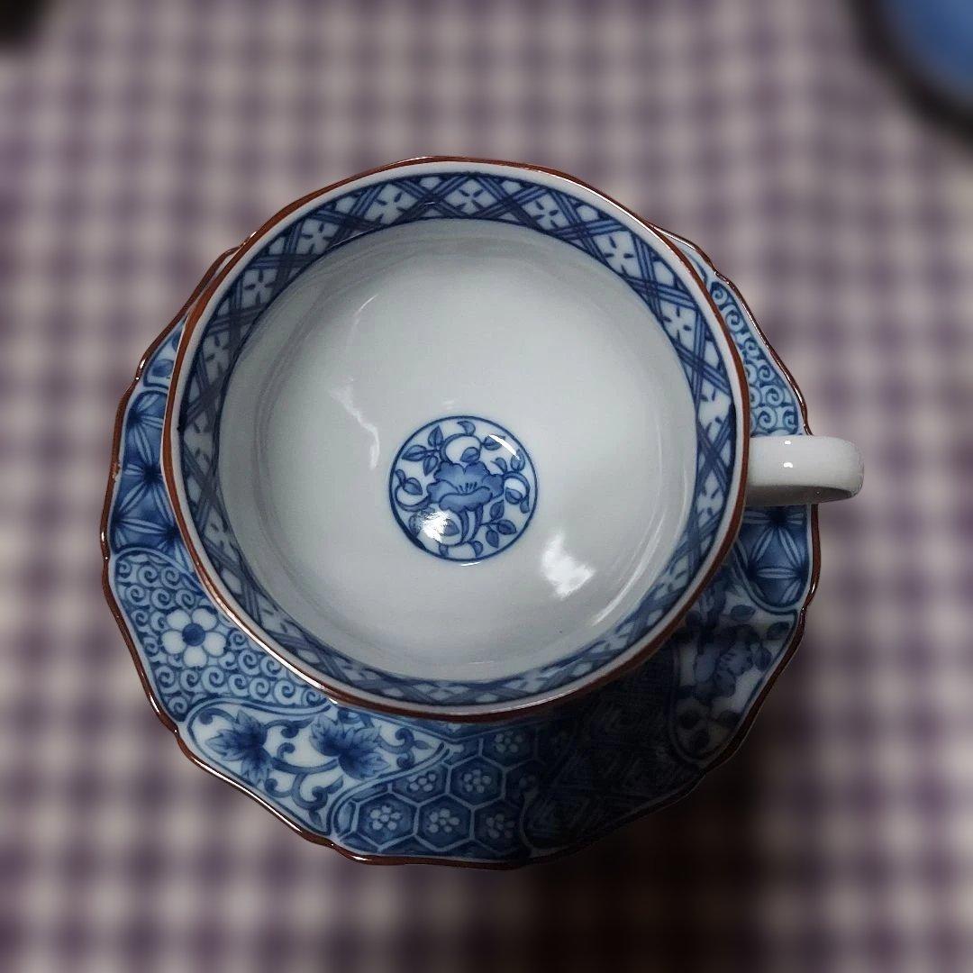 龍峰窯 ねじり祥瑞碗皿揃 三洋陶器 染付 カップ＆ソーサー5客セット未