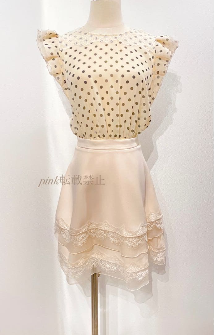 elisabetta franchi ドット フリル ワンピース