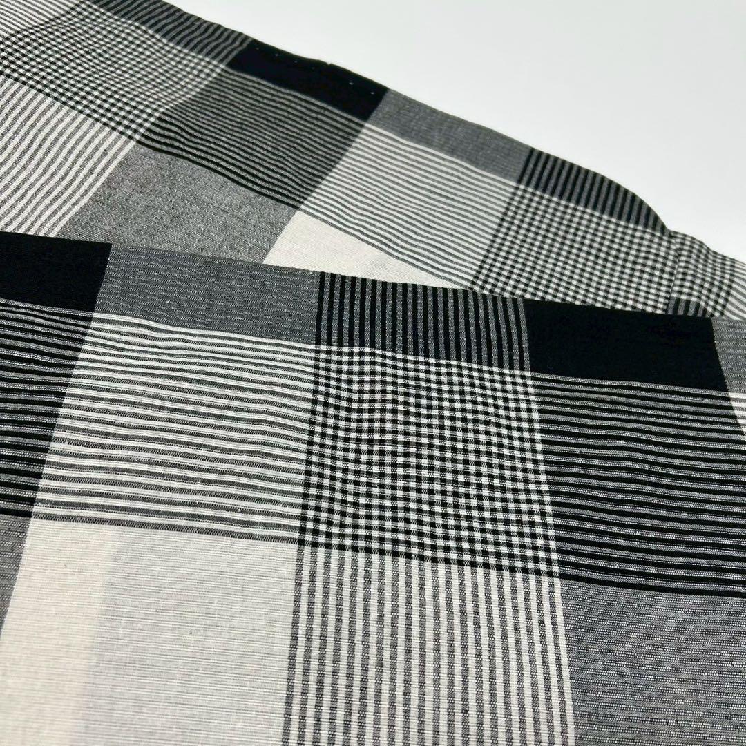 浴衣 綿麻 先染め ブロックチェック 黒 グレー 格子 2点 0528⑯