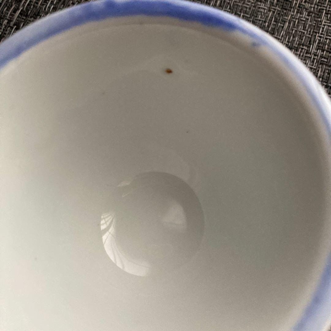 骨董 煎茶碗 手描き染付 茶器 鯉柄 湯のみ 4客セット