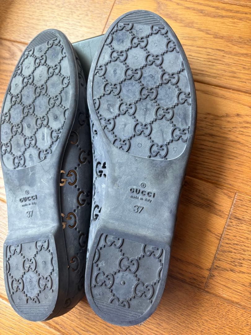 GUCCI グレー レインシューズ 37 23.5cm