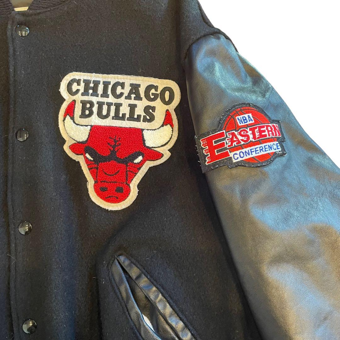 90's DeLONG BULLS ブルズ スタジャン 袖レザー - メルカリ