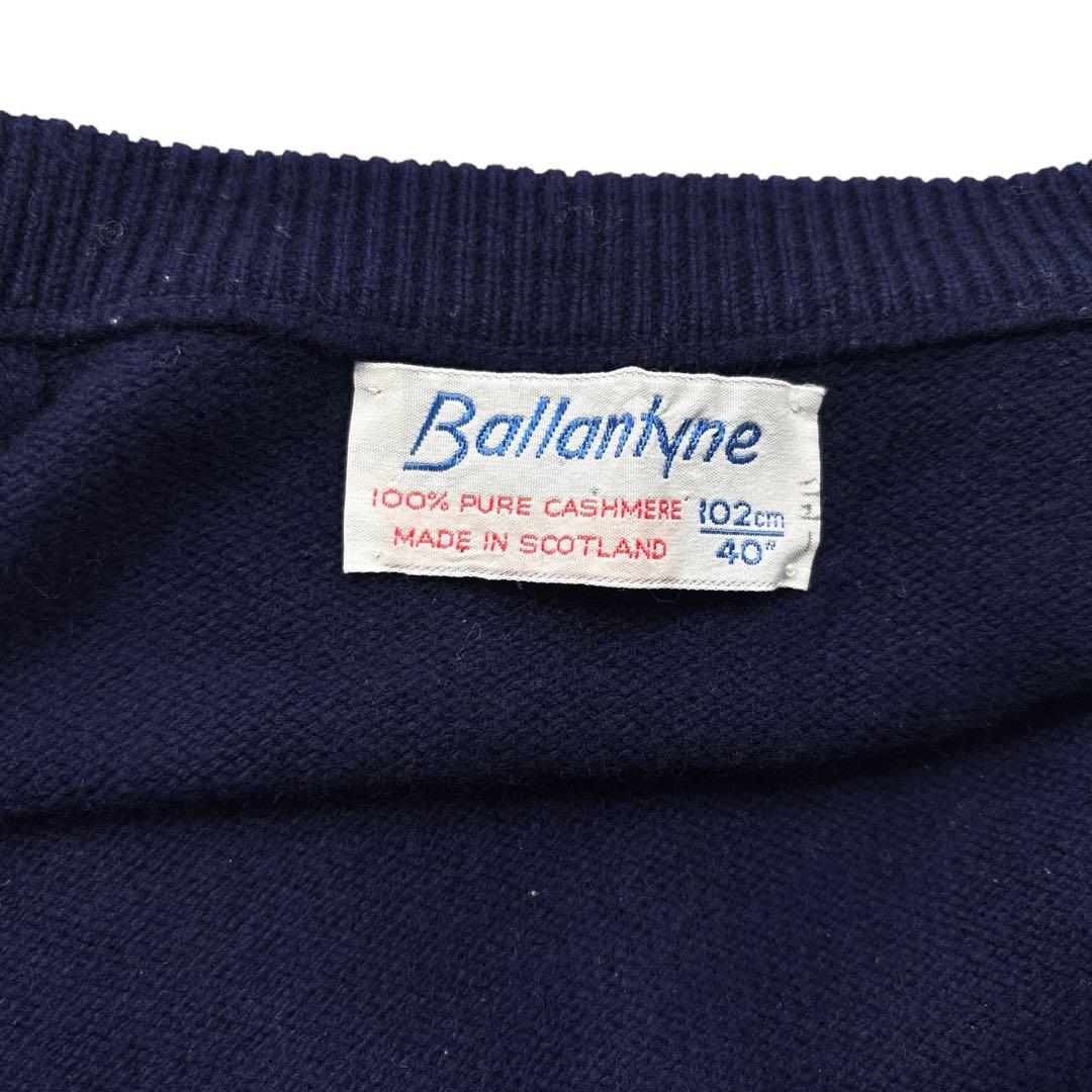 極美品】バランタイン カーディガン カシミヤ100 金ボタン 40 ネイビー