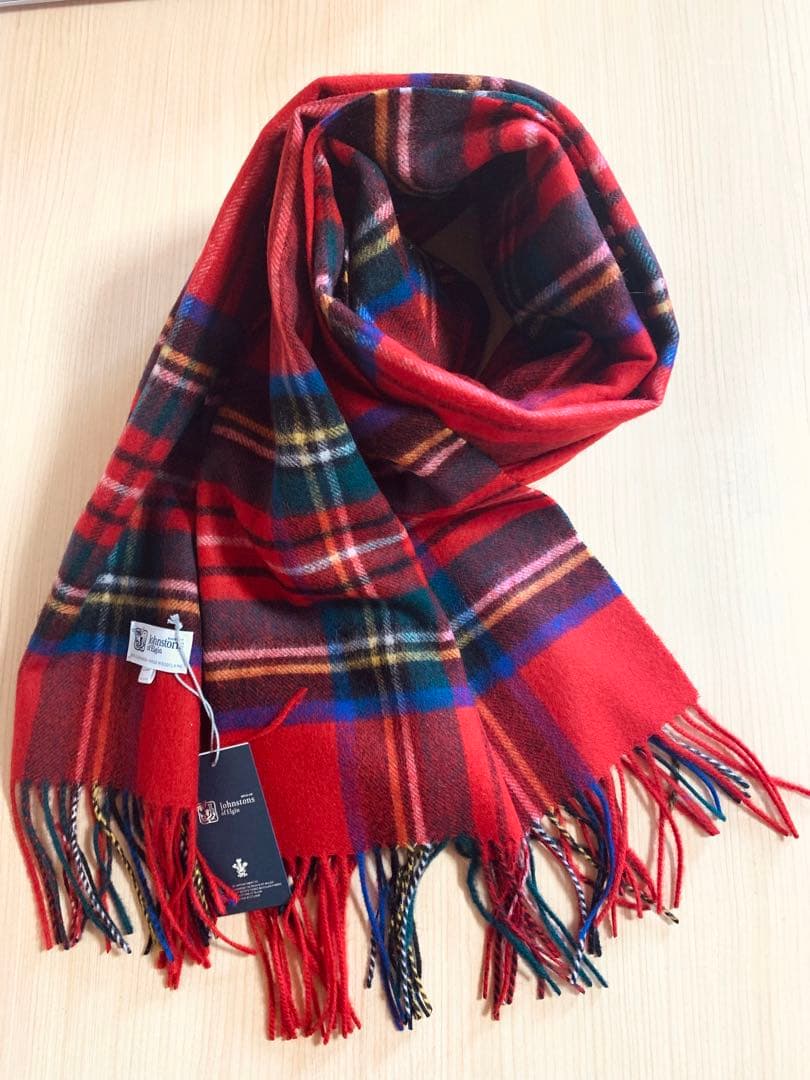 ジョンストンズストール大判カシミア100 ％タータンチェック レード