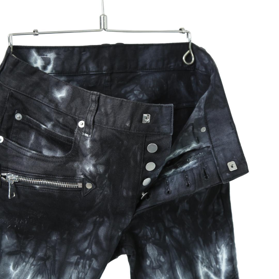 BALMAN PARIS タイダイ染め ストレッチ バイカー デニム スキニー