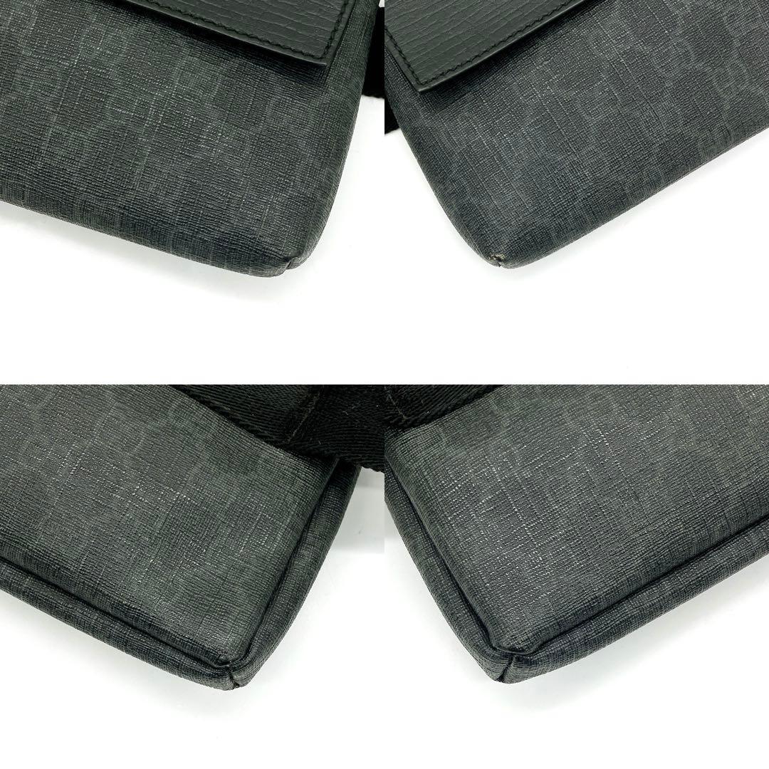 GUCCI】ボディバッグ GGスプリーム ブラック ウエストポーチ ロゴ刻印