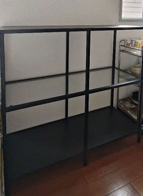 【12/22まで】美品・IKEAヴィットショー100x93 cm VITTSJÖ ヴィットショー シェルフユニット, ブラックブラウン, ガラス