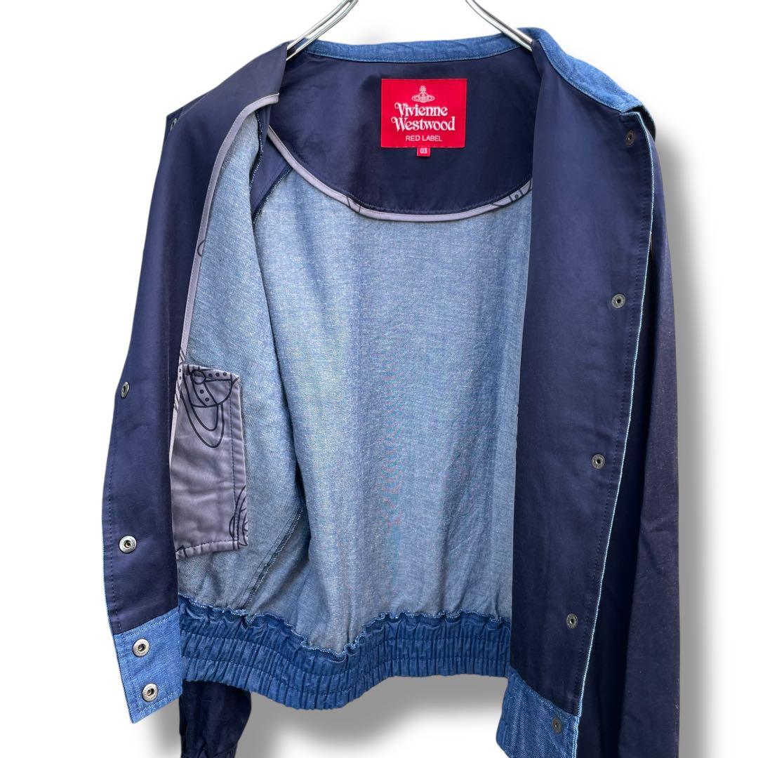 ヴィヴィアンウエストウッド オーブ刺繍 デニム ナイロン 切り替え