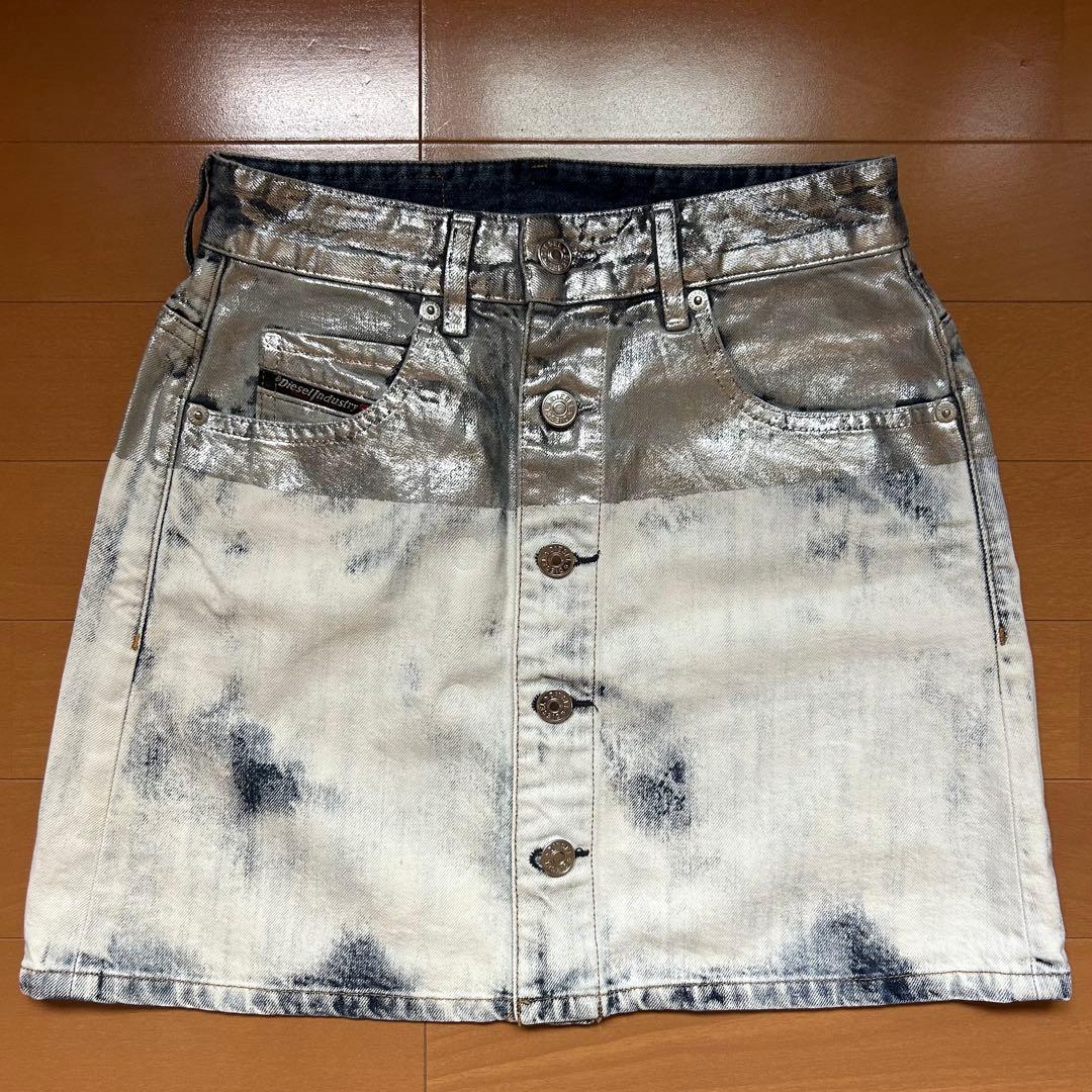 DIESEL メタリックミニスカート ウィメンズ ミニスカート O-ALLEGRA-MINI（スカート）｜DIESEL