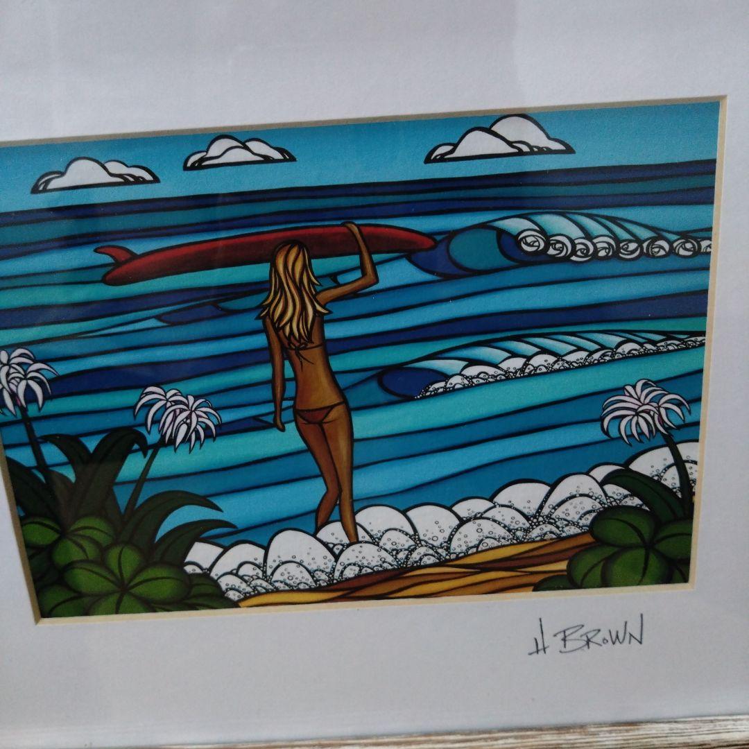 H. Brown サーフアート フレーム付き原画 愛とサーフ-製品-ヘザーブラウンアート – Heather Brown Art