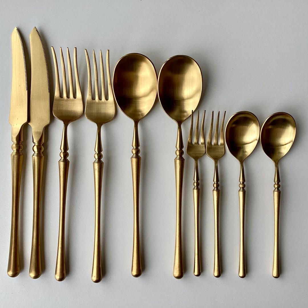 未使用 ゴールドカトラリー ディナー & デザート スプーン フォーク ナイフ 楽天市場】カトラリーセット 5本 ディナースプーン ディナーフォーク