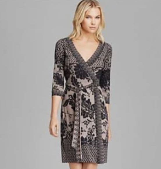 美品♡DVF シルク 花柄レースプリント ラップワンピース カシュクール US4