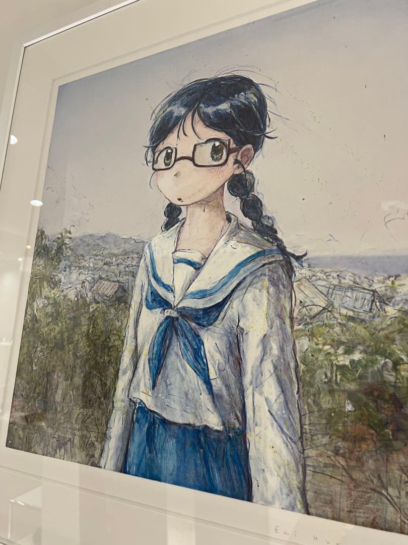 くらやえみ】海の見えるまち サイン入り版画【カイカイキキ】