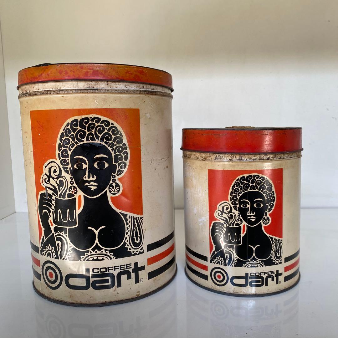 dart コーヒー空き缶 大小セット　昭和レトロ　ヴィンテージ dart コーヒー空き缶 大小セット 昭和レトロ ヴィンテージ