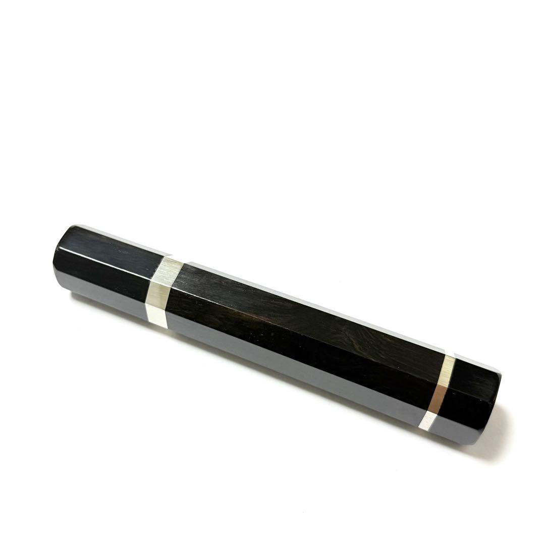 二段銀巻 黒水牛角 薄刃8寸 黒檀八角柄 薄刃240 手作り 包丁の柄