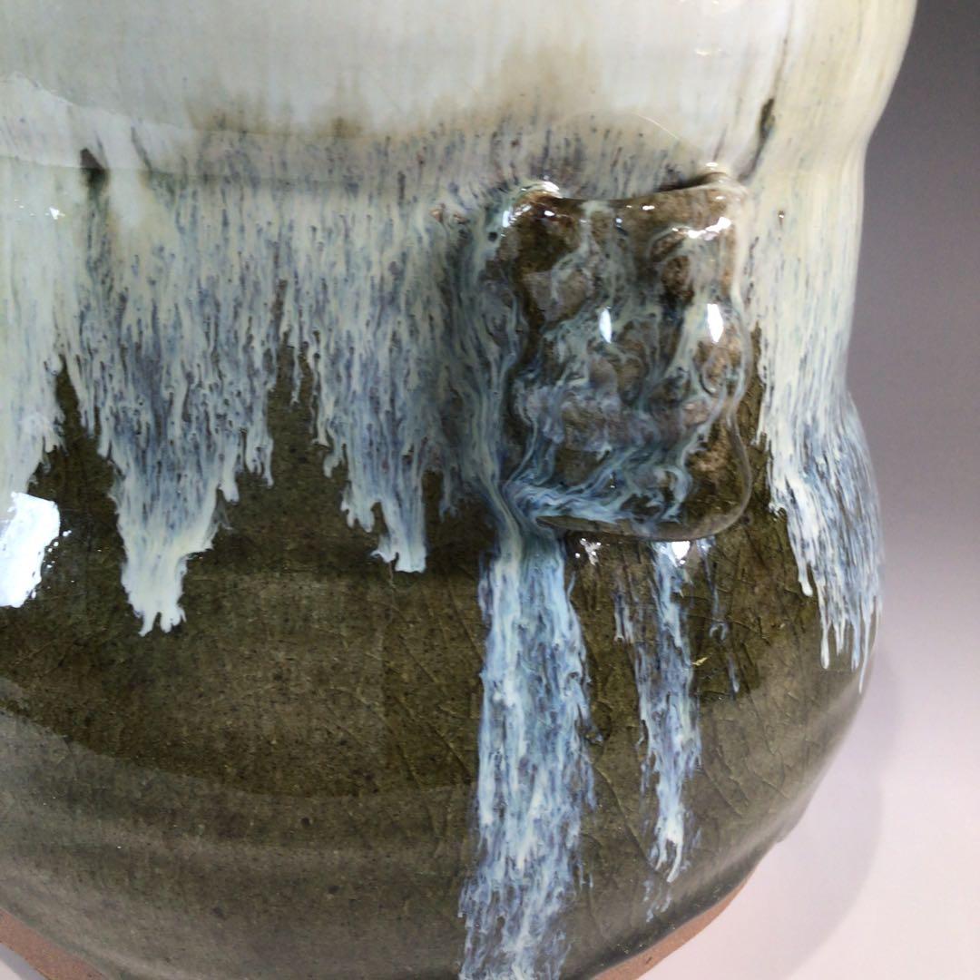 P447 水指 『唐津焼』『内山仙鶴造』『耳付水指』 共箱 茶道具