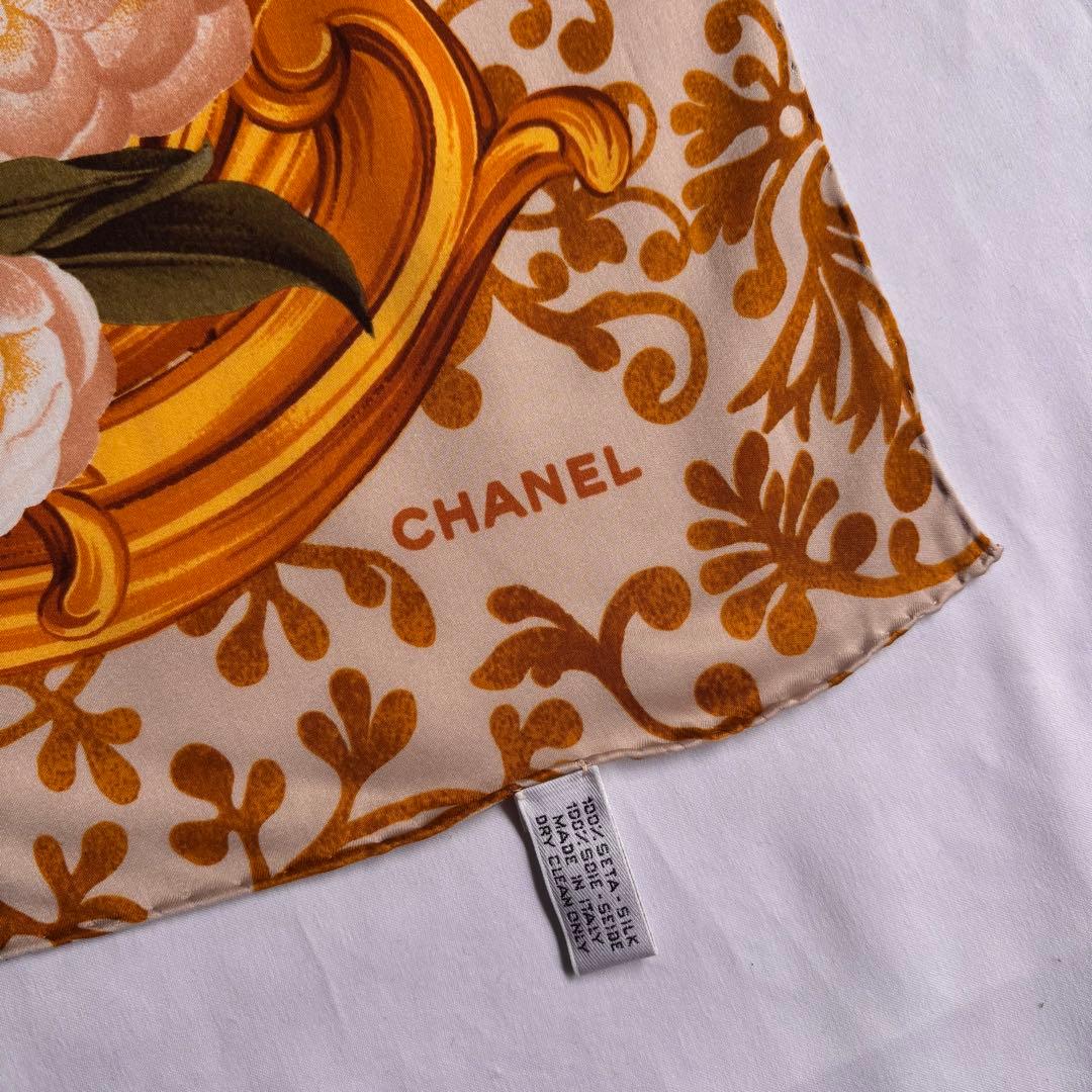 CHANEL シャネル 大判シルクスカーフ 花柄 カメリア 椿 ボタニカル