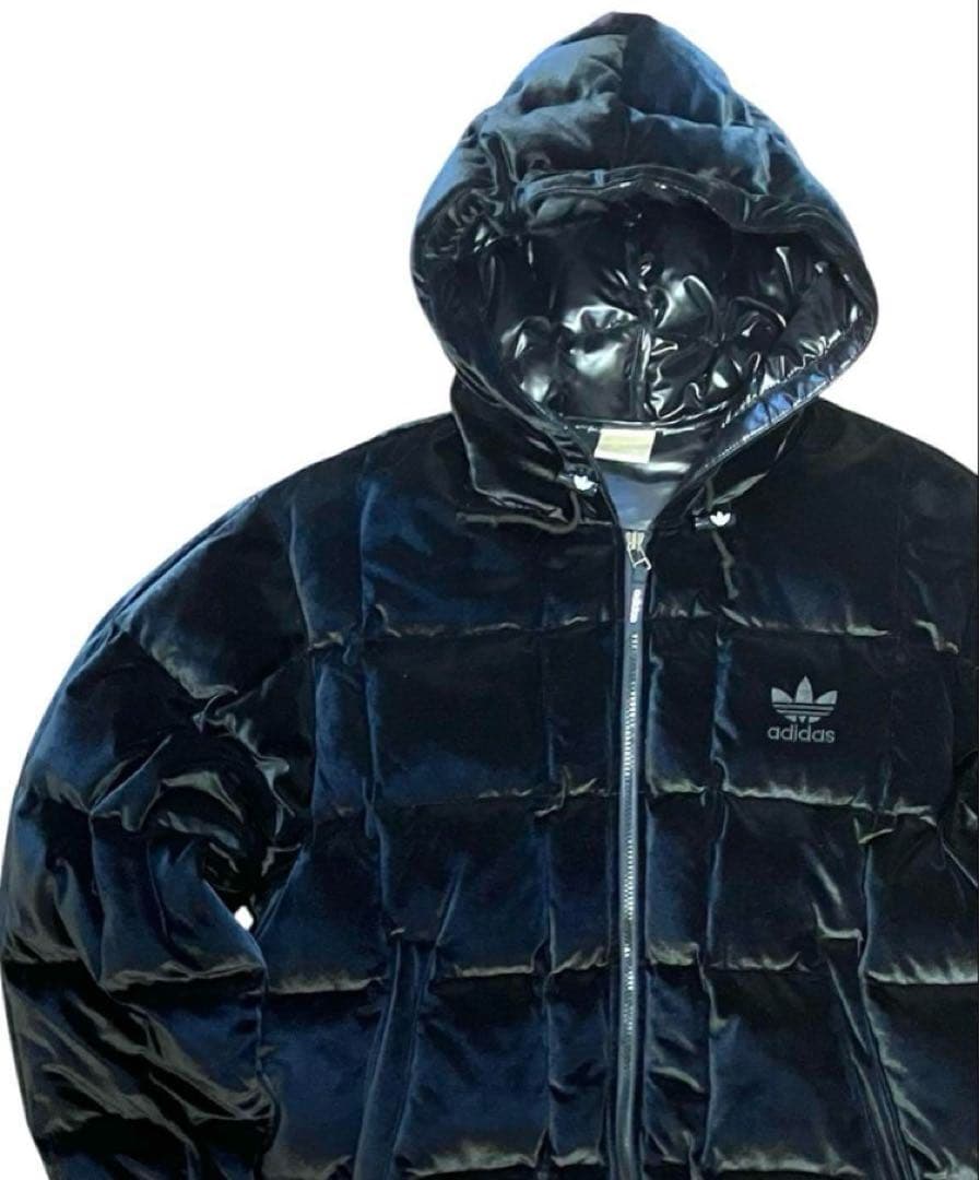 90s adidasアディダス デサント製 銀タグ ベロア ダウンジャケット