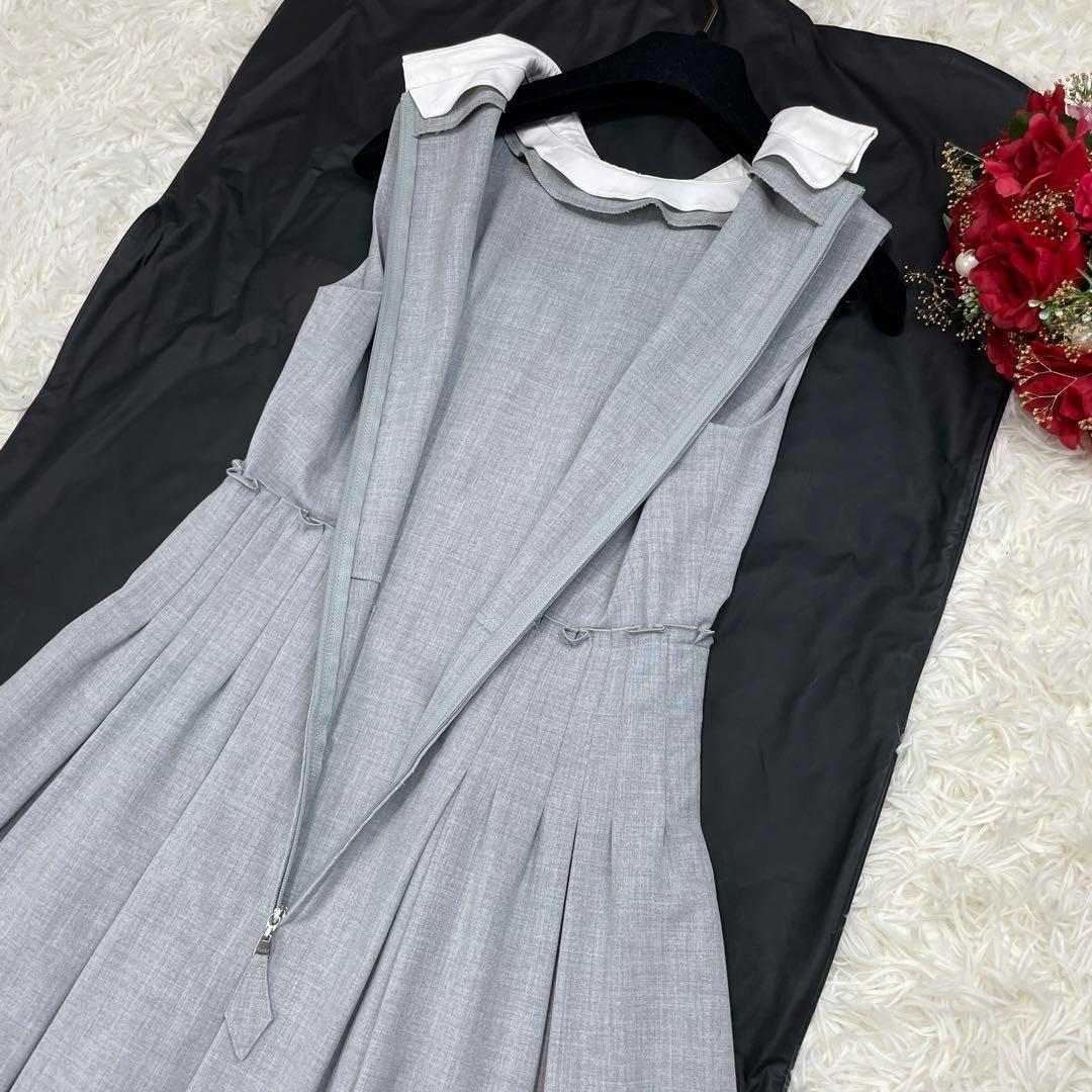 極美品☆フォクシー タキシードコルティ 白衿 ワンピース プリーツ