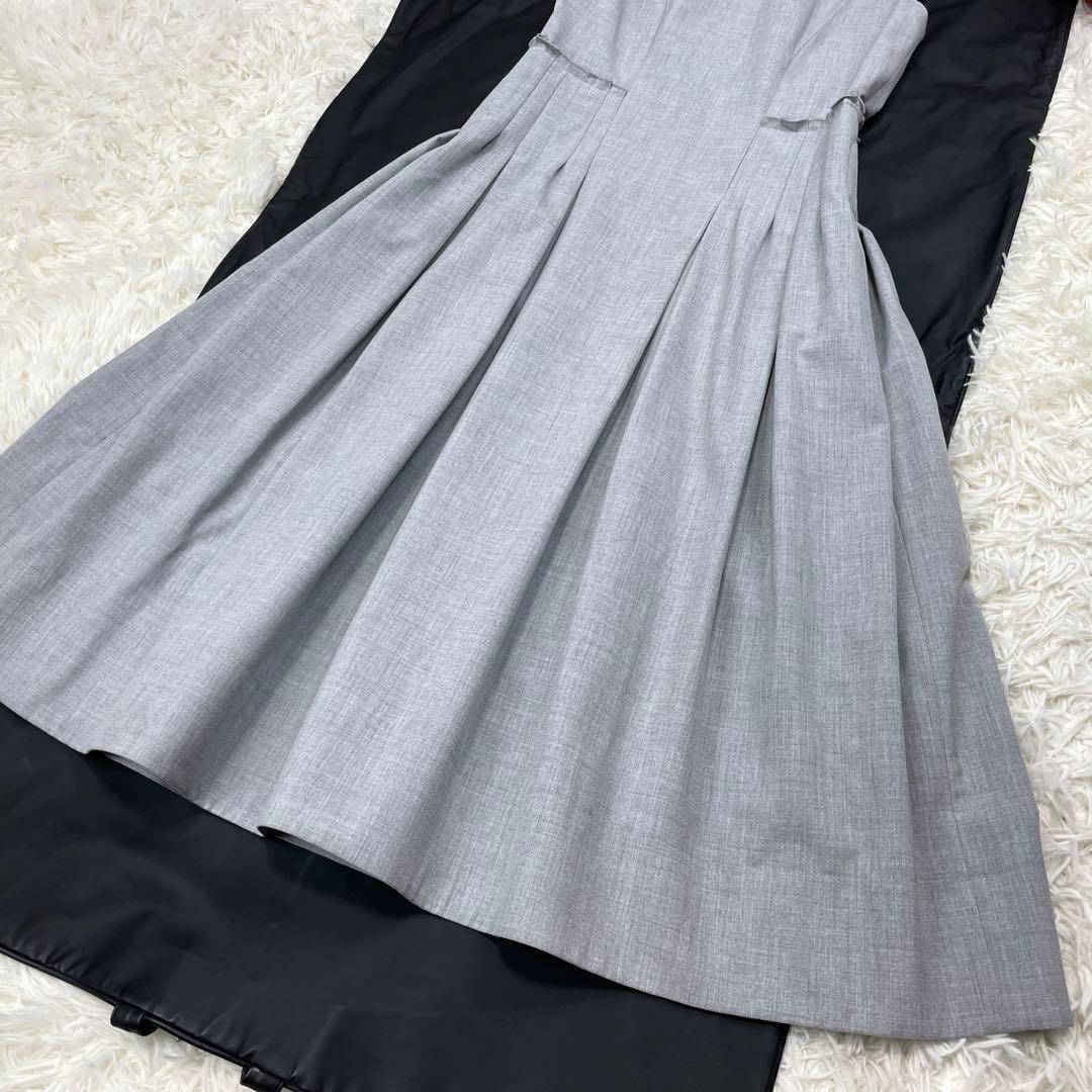 極美品☆フォクシー タキシードコルティ 白衿 ワンピース プリーツ