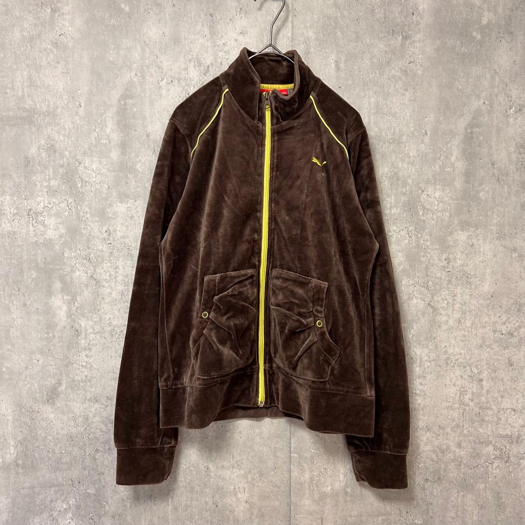 ☆ PUMA プーマ ベロアトラックジャケット ブラウン 上下セット - メルカリ