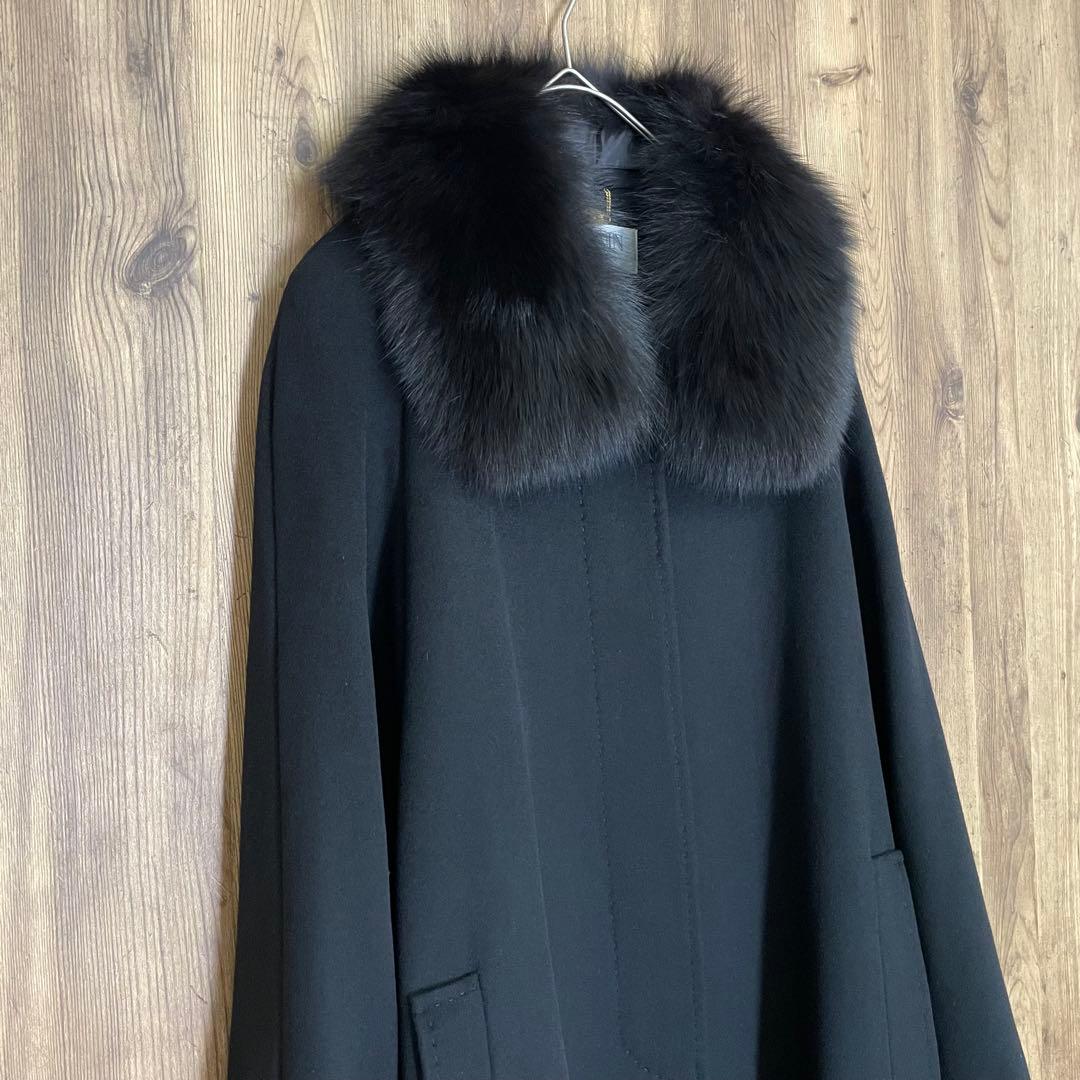 BALMAIN バルマン ロングコート 希少パシュミナ100% フォックスファー