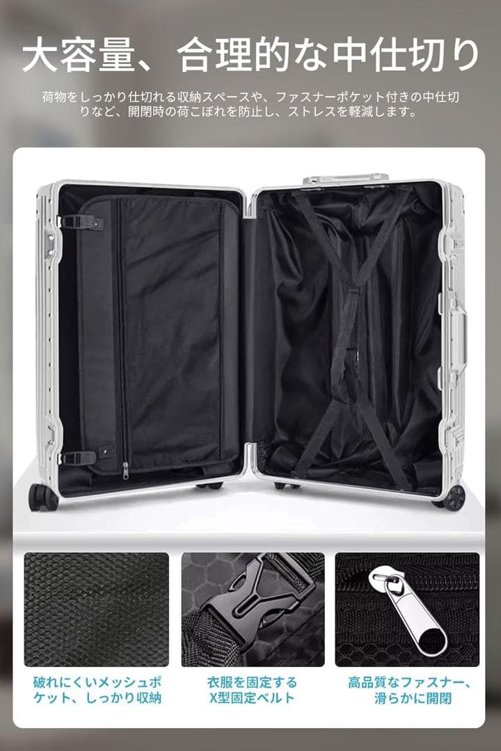 1回のみ使用】キャリー スーツケース ミニキャリー シルバー TSAロック