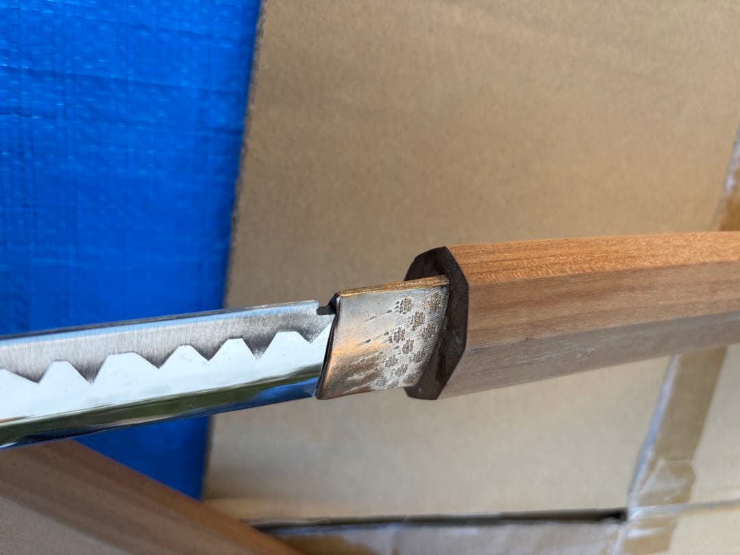 模造刀 白鞘 日本刀 美品 日本刀 波刃 木製柄