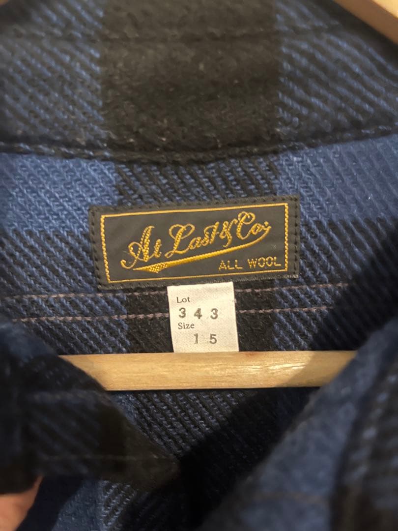 アットラスト ウールシャツ チェック 青✖️黒 size15 - メルカリ