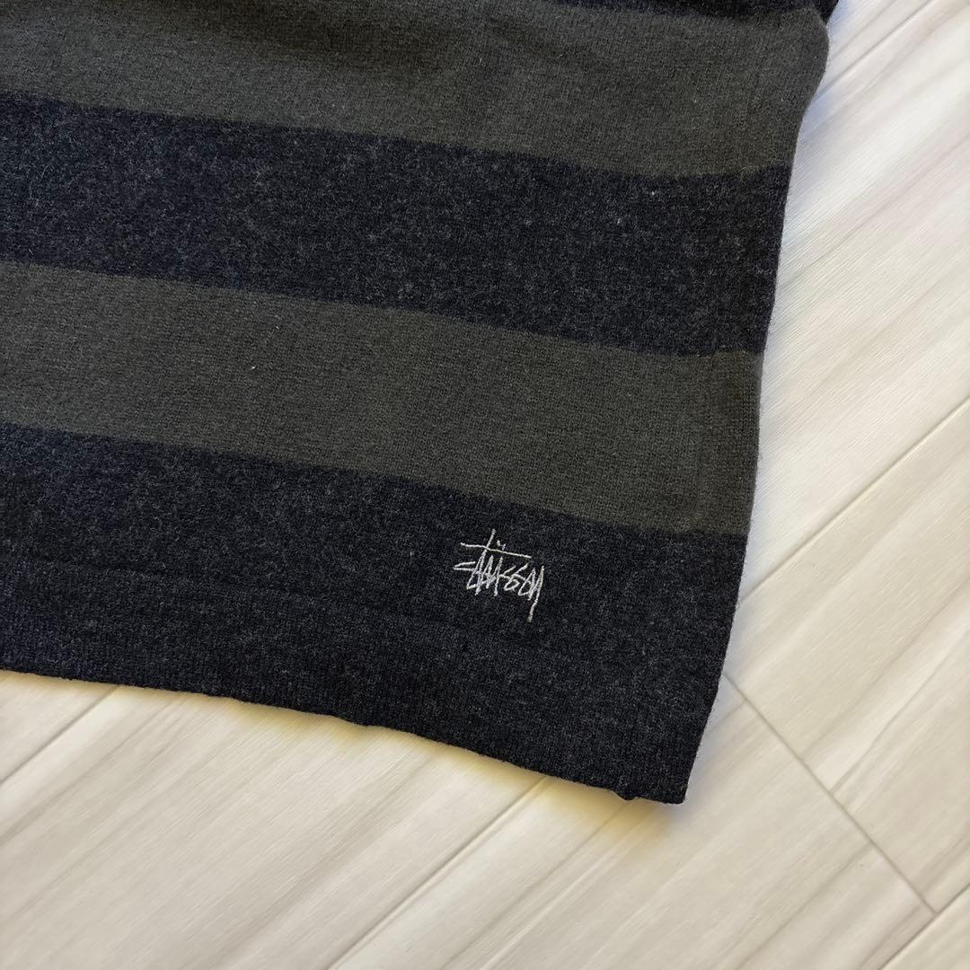 90s ステューシー OLD STUSSY 紺タグ ウールナイロンボーダーニット