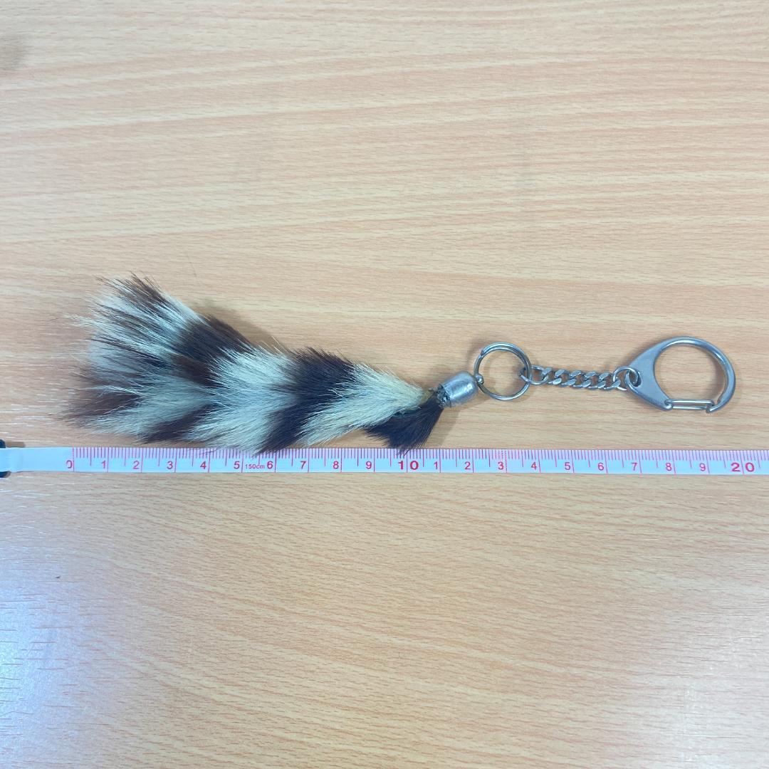 新品・未使用】キーホルダー アライグマ リアルファーテール たぬき