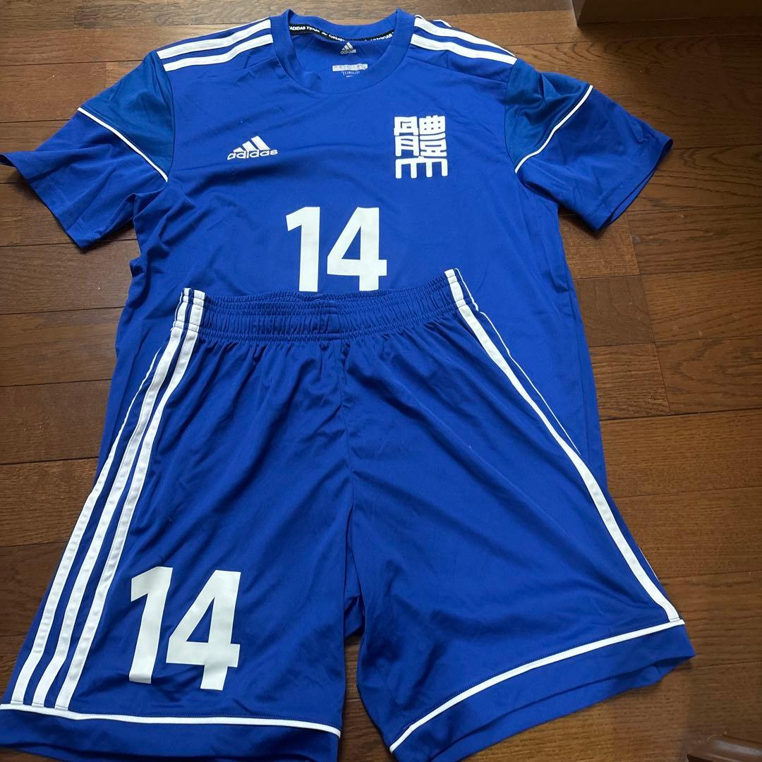 値下！日体大サッカー部ユニフォーム ブルーM アディダスadidas日本体育大学 日体大 サッカー部 ユニフォーム ブルー M アディダスadidas日本体育