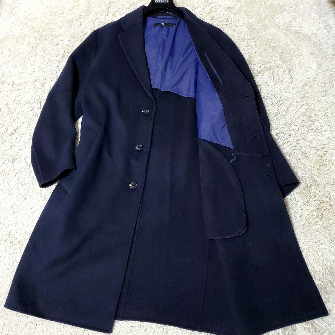 美品 UNIQLO +J カシミヤ混 Lサイズ ロングコート ネイビー UNIQLO - ユニクロ ＋J カシミヤブレンドチェスターコートの通販 by