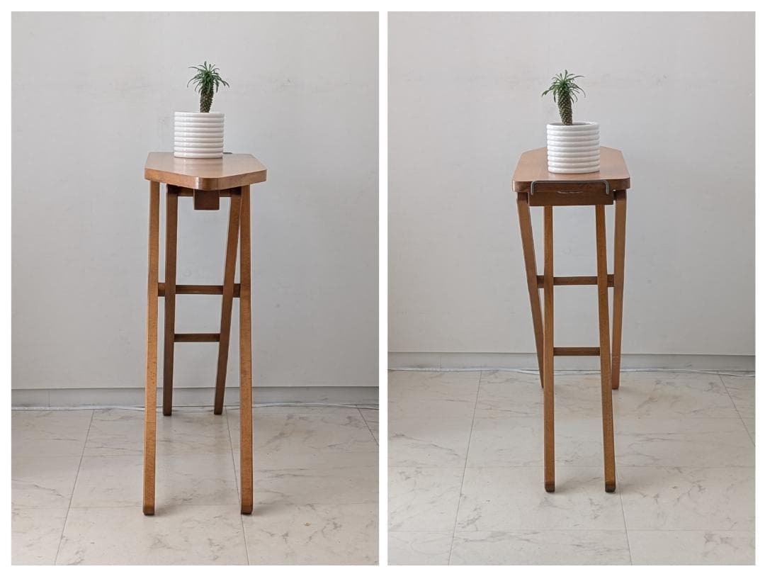 ビンテージ 無垢材 木製 小さめ アイロン台 折りたたみ テーブル 高さ調節