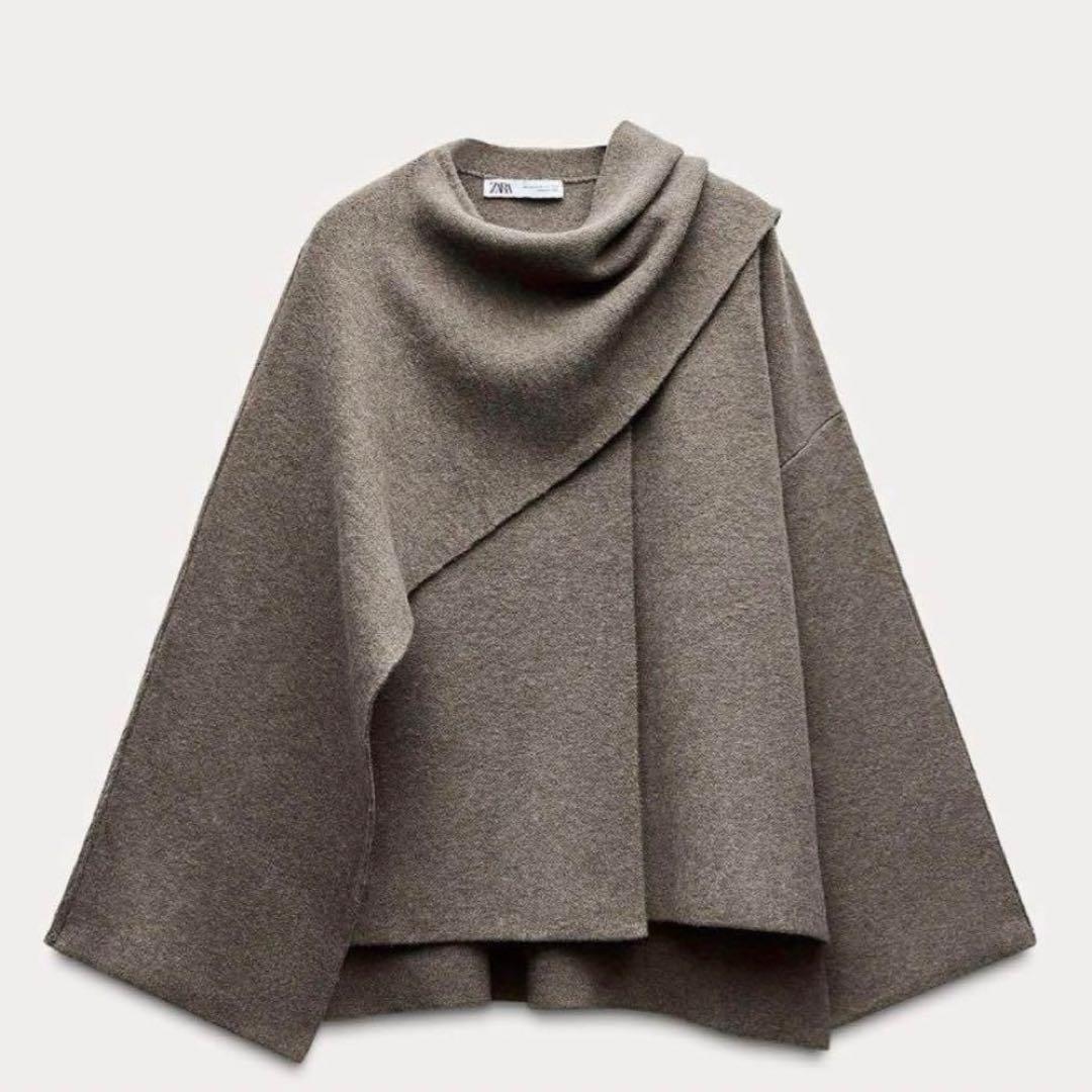 ZARA スカーフ付きニットケープ S - メルカリ