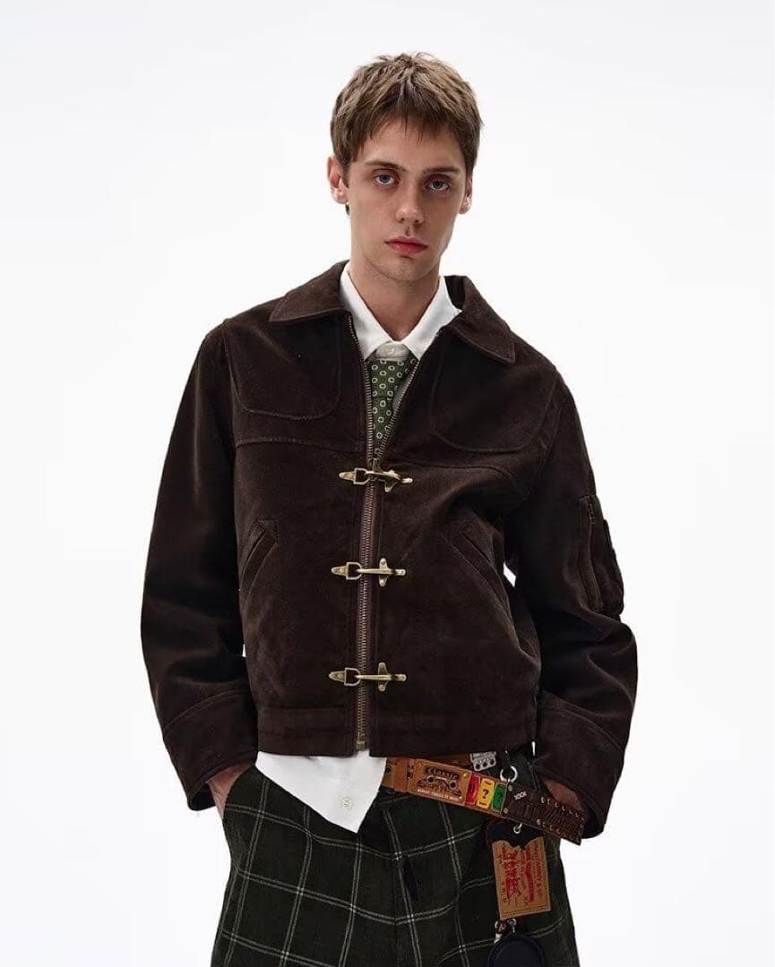 ファイヤーマンジャケット 短丈 opium y2k 韓国ストリート M ブラウン