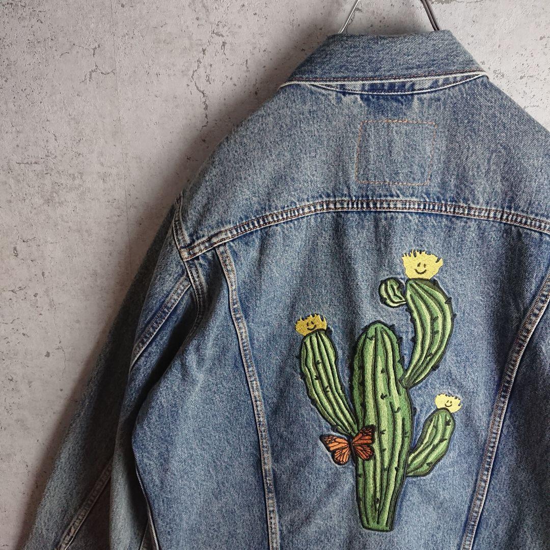 リーバイス プレミアム デニム ジャケット ダメージ加工 サボテン 刺繍