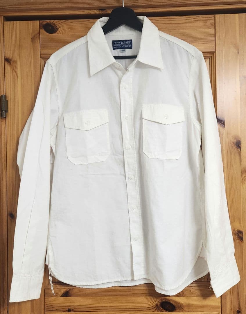 アイアンハート Iron Heart 391-WHT ワークシャツ L ホワイト Iron Heart IHSH-391 13.5oz Denim Work Shirt - White - The Shop