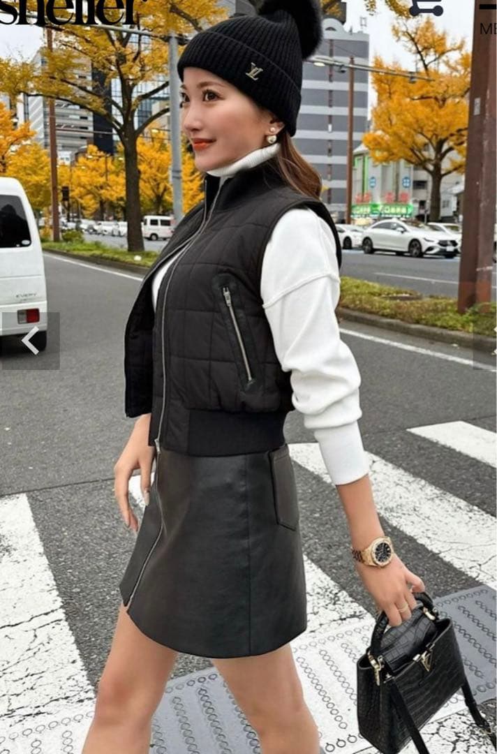 sheller シェリエ フロントZIPレザースカート