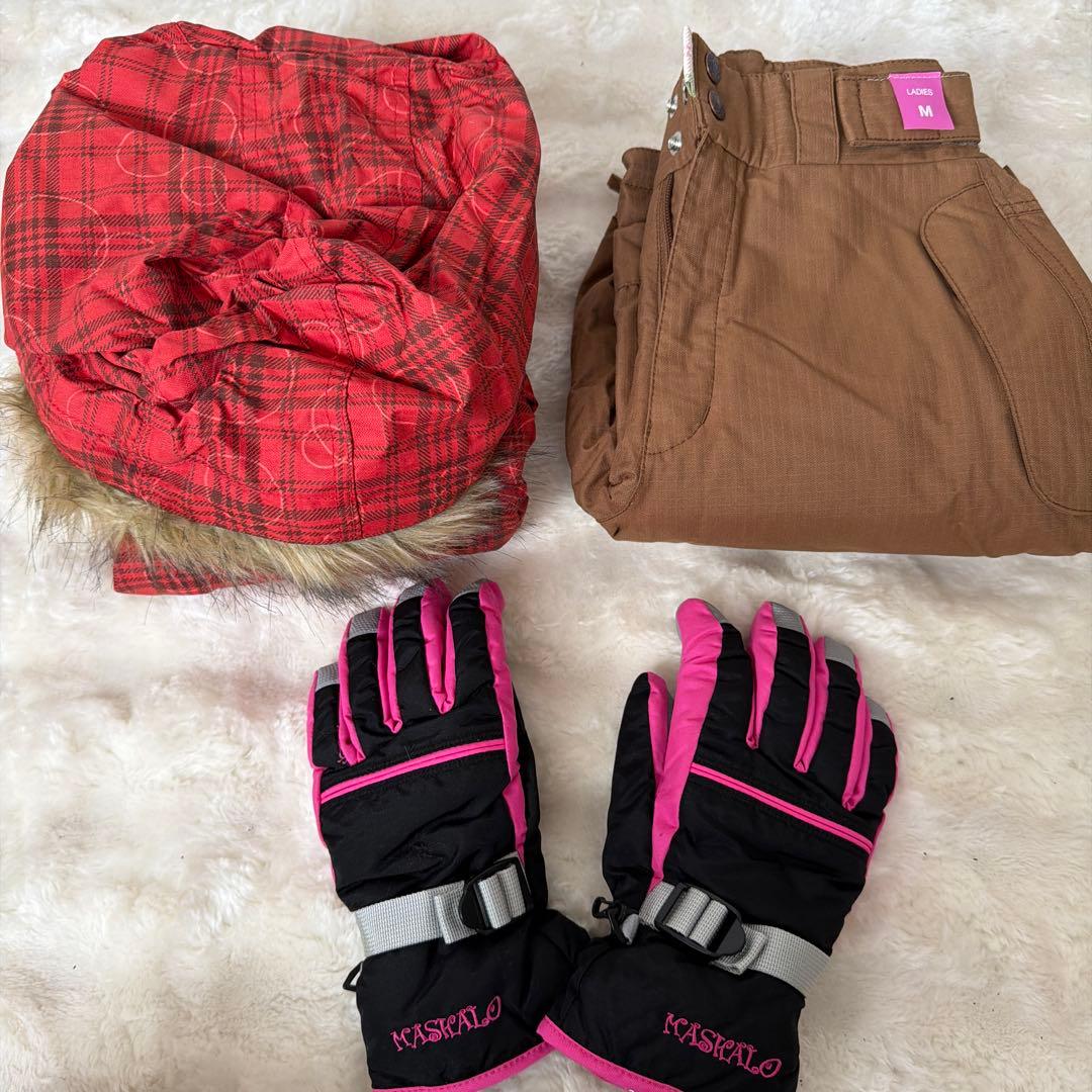 IGNIO スノーボードウェアセット 赤/チェック スポーツ ウィンタースポーツ